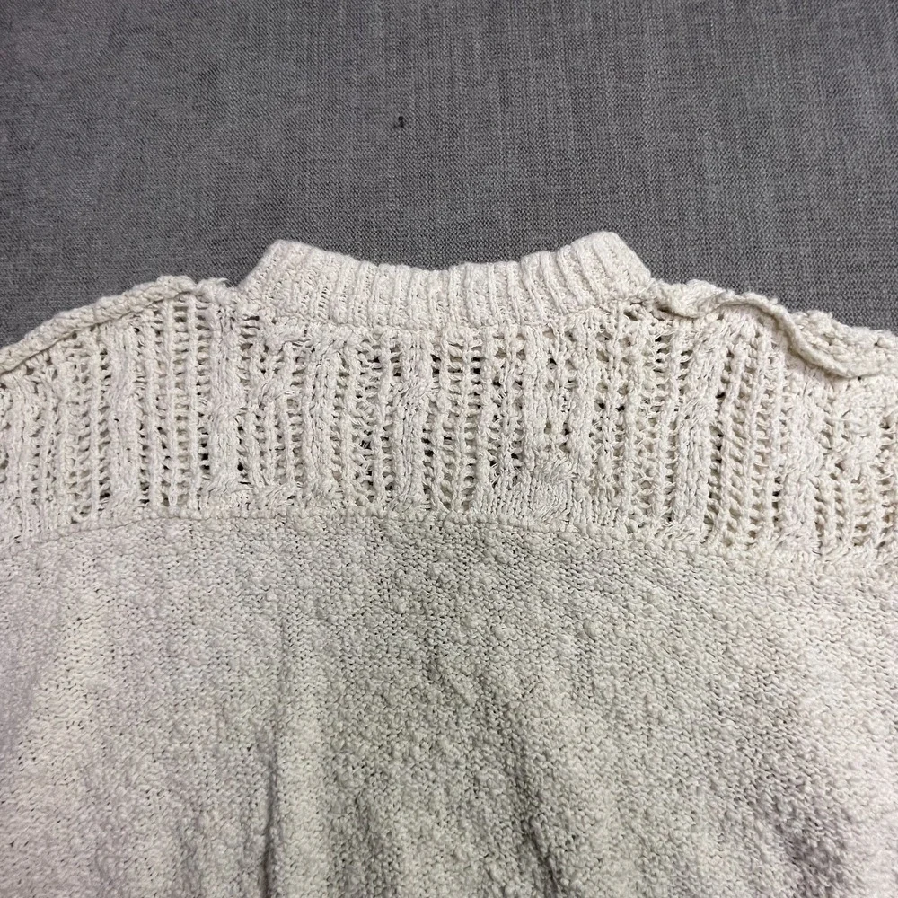 Free People Cropped Sweater Womens 2XS Cream Chunky Knit Mock Neck Pullover